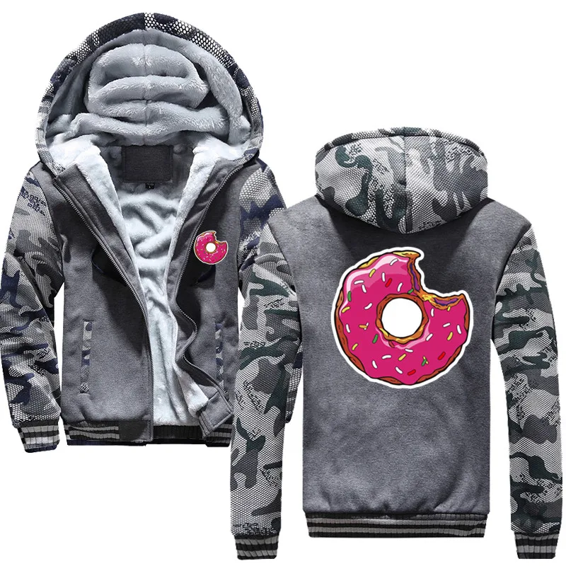 Custom Doughnut толстовки Зима Новая мода уличная панк Крутая толстовка мужская Толстовка камуфляжная брендовая Толстовка пальто - Цвет: gray