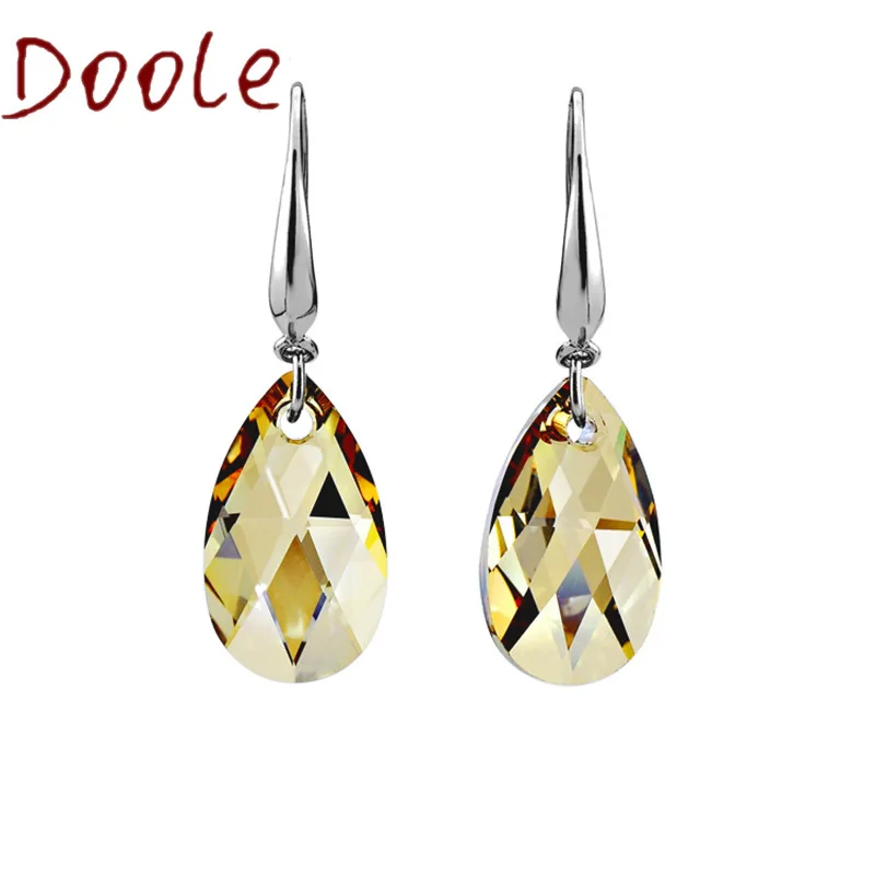 

2020 Fashion Jewelry Austria Cubic Zirconia Crystal Earrings Color Crystal Water Drop Long Pierced Dangle Earrings For Women