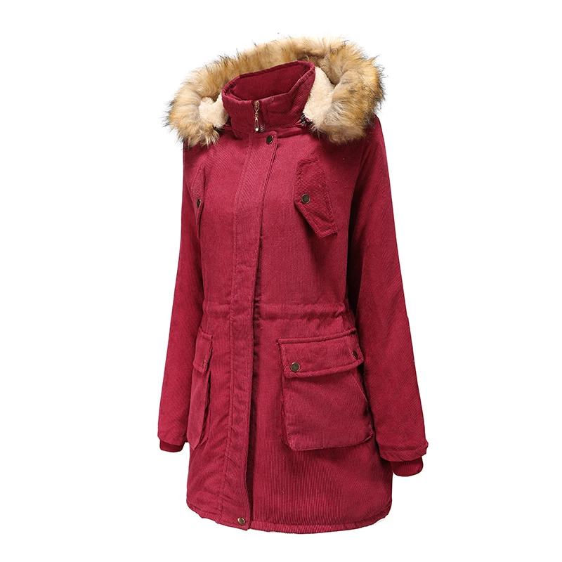 Women Winter parkas Warm Hooded coat fashion casual Faux Fur Collar Parker Coat Cotton Padded Outwear thicken lady overcoats