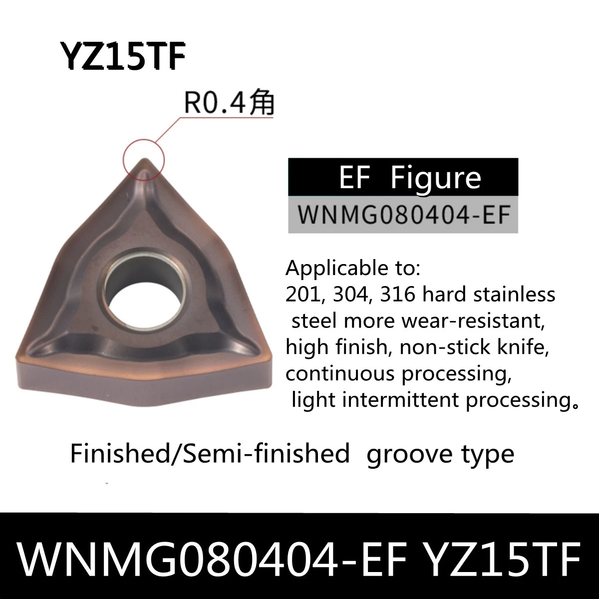 bull nose cutter 10PCS high quality WNMG080404-EF YZ15TF carbide blade turning tool external WNMG080408-EF YZ15TF CNC Tool 50PCS 100PCS end mill