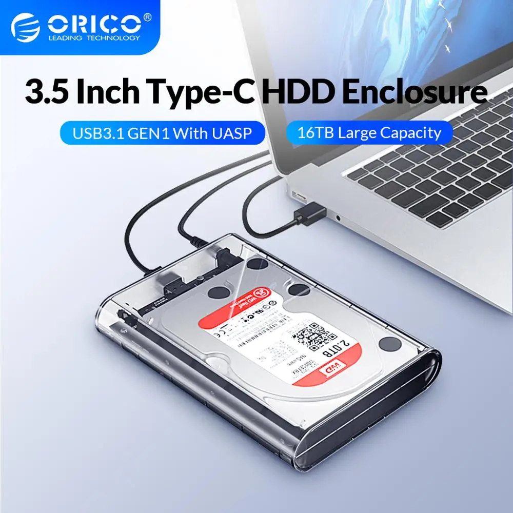 Прозрачный корпус ORICO для жесткого диска чехол 2 5 3 HDD SSD SATA к USB 3.1 Тип C 6 Гбит/с