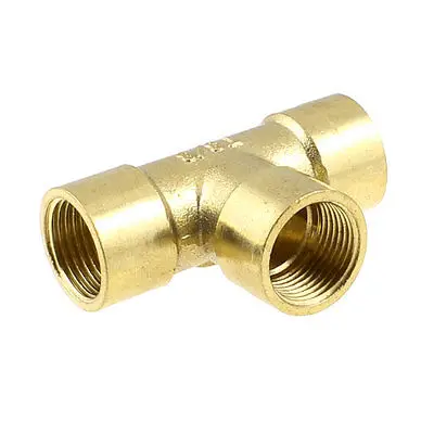 

3/8" PT Female Thread 3 Way Quick Connector Coupling Air Joint Gold Tone