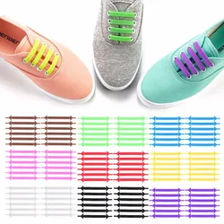 12 lacets créatifs unisexe pour femmes et hommes, pour la course athlétique, sans cravate, chaussure élastique en Silicone, dentelle, toutes les couleurs, pièces/ensemble 