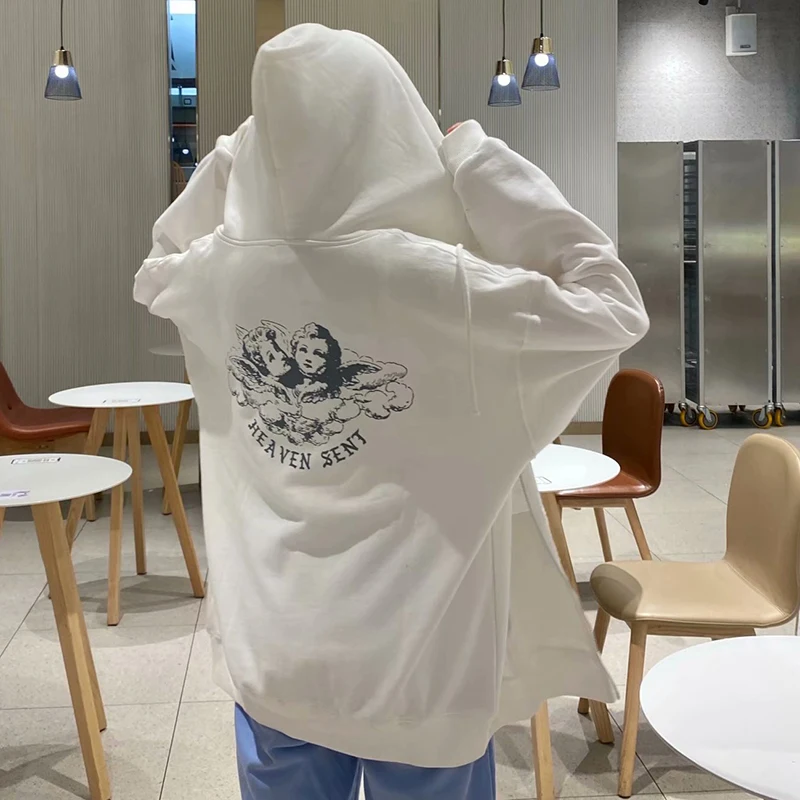 

UNUTH Girls Oversize Hooded Jackets 2022 Spring-Autumn Fashion Ladies Loose Soft Cotton Coats Vintage Women Chic Outerwear