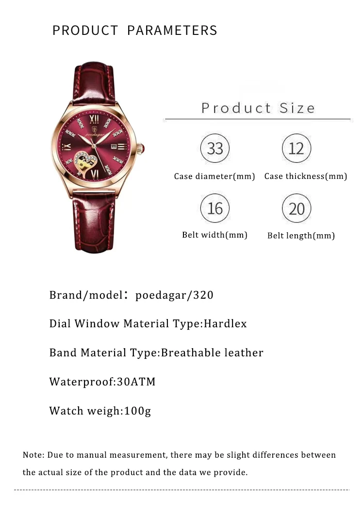 POEDAGAR Watch Women Diamond Waterproof Luminous Ladies Leather Watches Fashion Hollow Top Luxury Rose Gold Quartz Wristwatch small elegant women's watches