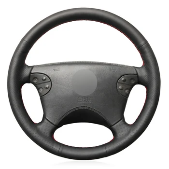 

Black PU Faux Leather Hand-stitched Car Steering Wheel Cover for Mercedes-Benz W210 E-Class E320 2000 2001 2002