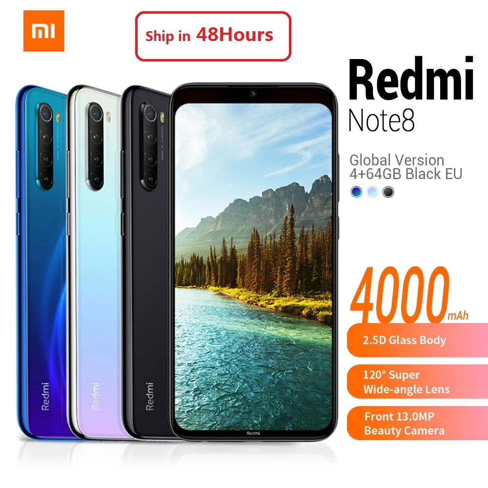 В наличии глобальная версия смартфона Xiaomi Redmi Note 8 4G 6 3 дюймовый MIUI 10 Qualcomm Snapdragon 665