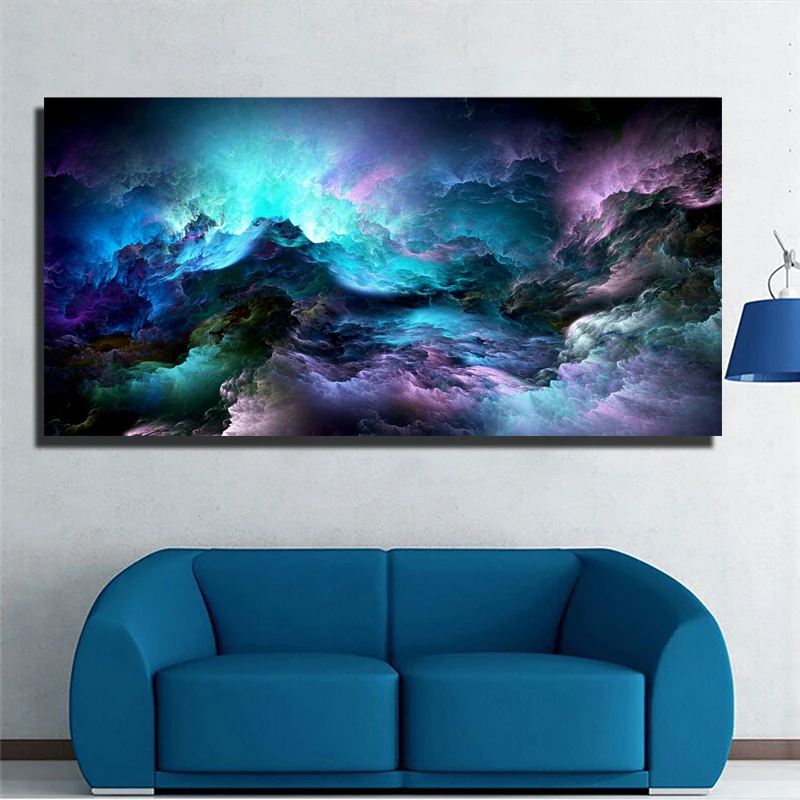 

SELFLESSLY Wall Art Blue Clouds Canvas Painting Abstract Art For Living Room Large Size Canvas Prints Art Cuadros Decor No Frame