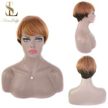 

Shinelady Human Hair Women Wigs 1b-30-33# Ombre Color Cheap Hair Wig Machine Made Straight Short Human Hair Wigs For White Women