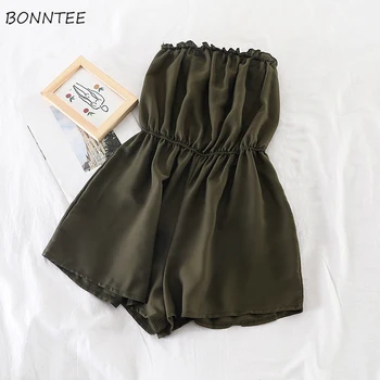 

Rompers Women Solid Strapless Off Shoulder Sexy New Fashion Trendy Simple Beach Holiday Slim High Quality Womens Elegant Leisure