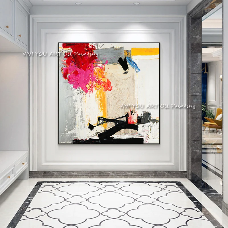 

Лидер продаж, красная абстрактная картина ручной работы, масляная живопись на холсте, современные большие картины, картины для декора спальни