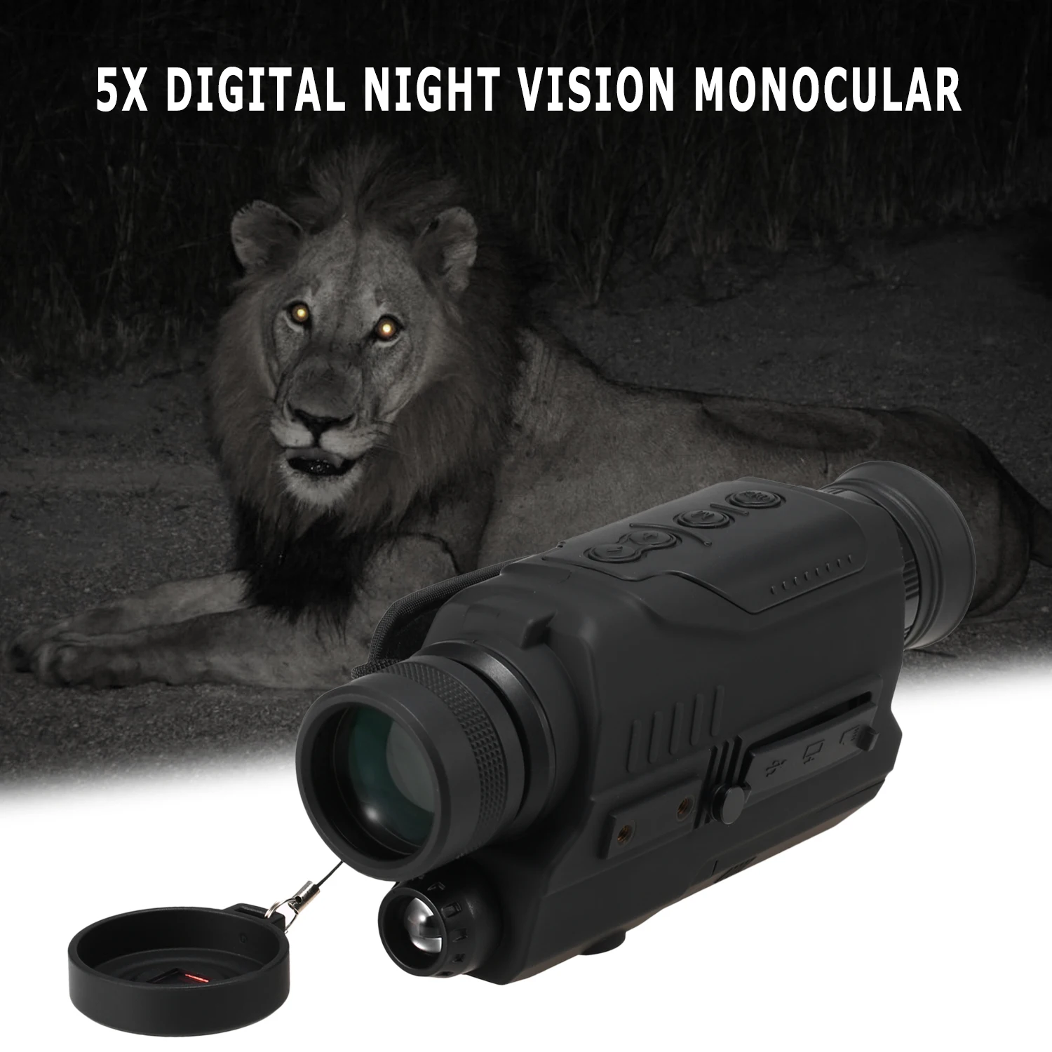 

Night Vision Monocular 2x Digital Zoom WaterResistant IR Night Vision Scope 200M Full Dark Distance Camera Video Replay Menu 8GB