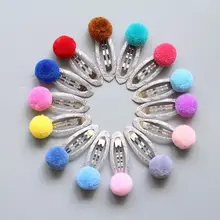 Детские BB клип Детские боковые клип пушистый шар милые конфеты-цветные девушки взрыва клип сломанные заколки прямые