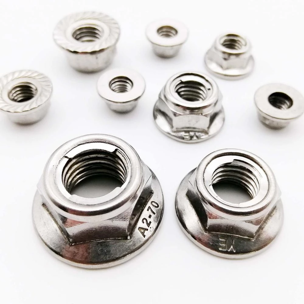 sourcing map M4 Serrated Flange Hex Lock Nuts Carbon Steel 10 Pcs