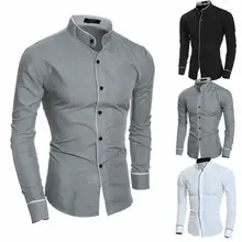 Мужская Роскошная Повседневная официальная рубашка с длинным рукавом, приталенная деловая одежда, Рубашки, Топы