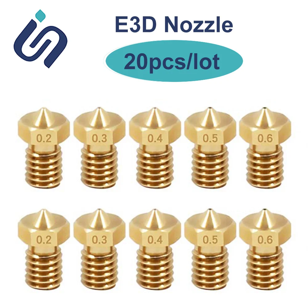 

20PCS Unixyz V5 V6 E3D Nozzle 0.2/0.3/0.4/0.5/0.6/0.8/1.0mm 3d Printer Parts M6 threaded Full Metal For 1.75mm Filament Extruder