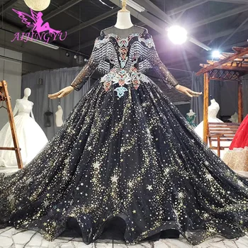 شراءAIJINGYU فساتين الدانتيل خمر رداء عادي الملكة Frocks طويلة الظهر التعشيب للعروس ثوب فاخر ملابس زفاف