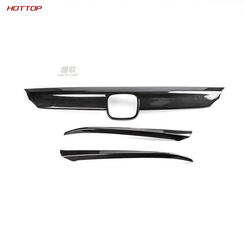 ABS Carbon Fiber Texture Black Front Face Middle Hood Engine Lid Decorative Cover Trim for Honda Accord 10th - Цвет: Carbon Fiber 3pcs