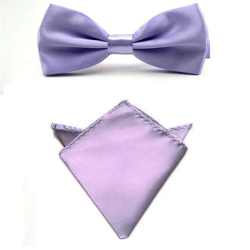 Lavender 19 цветов, модные мужские бабочки и карманные квадраты, сплошной цвет, мужской галстук-бабочка, мужской носовой платок, набор JBtr0018 - Цвет: Lavender