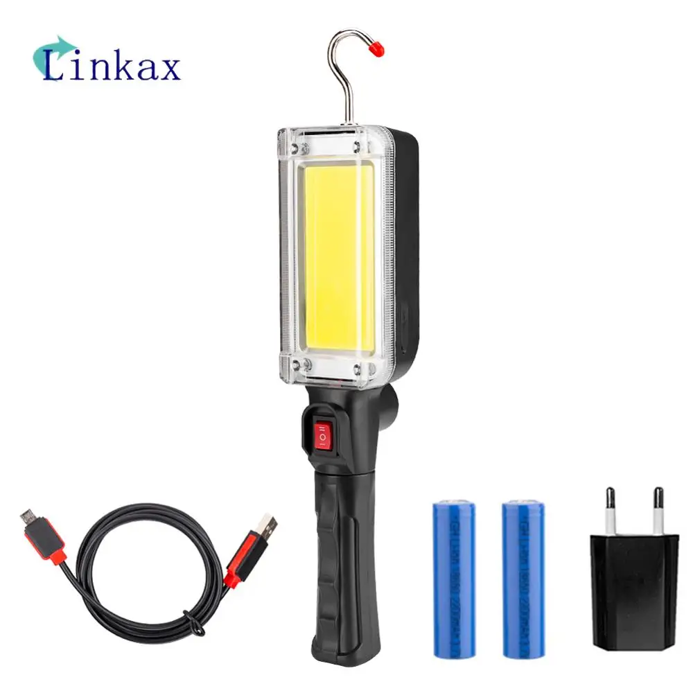 PortableUSBRechargeableCOBLEDFlashlightTorchLanternWorkLight