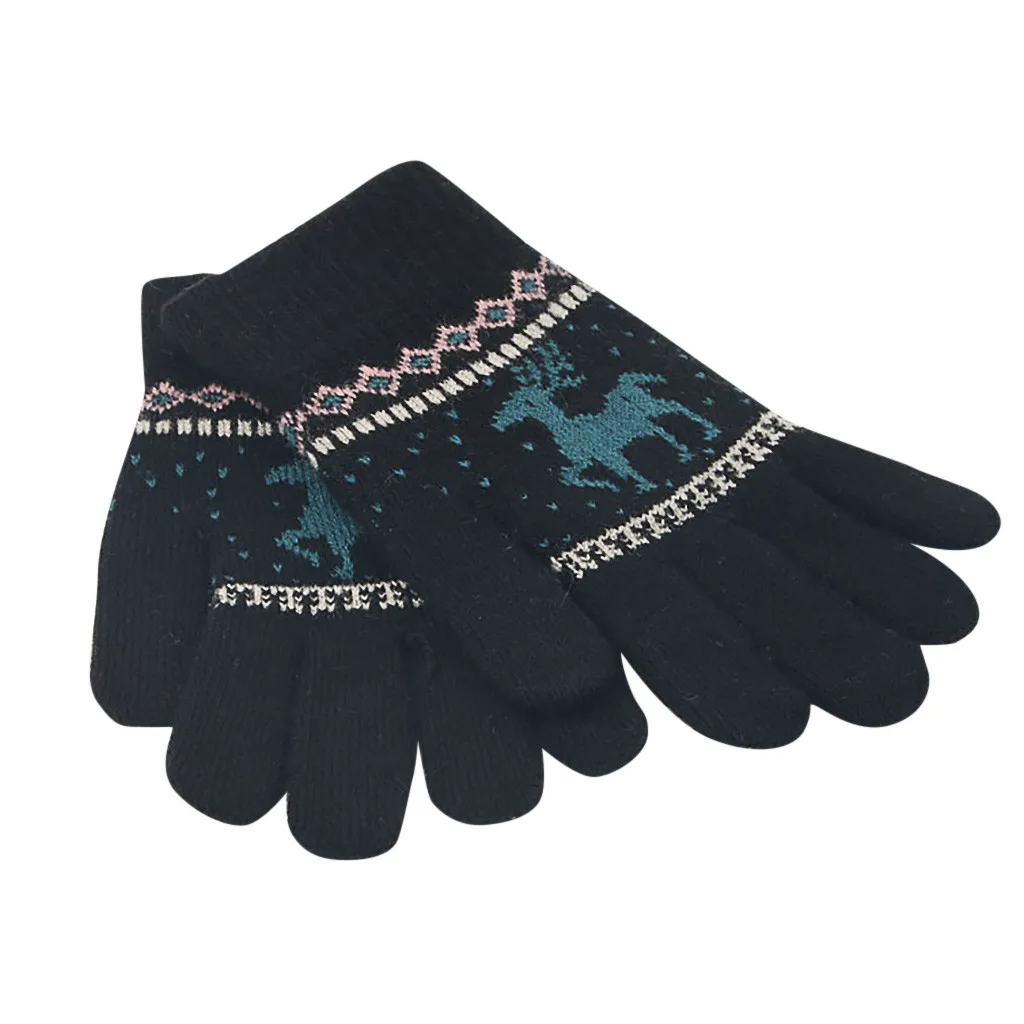 Children Cashmere Christmas Deer Acquard Weave Warm Gloves Thermal Fleece Clothing Touchscreen Gloves Winter#YL5 - Цвет: AS SHOW