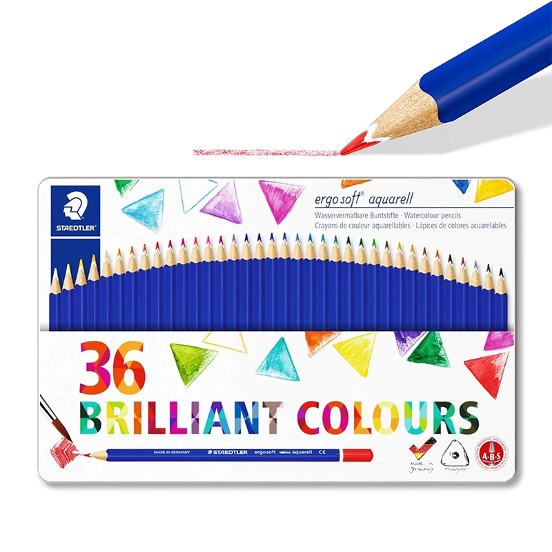 

Staedtler ergosoft 156 M36 Watercolour Colouring Pencils, Water-Soluable, Increased Break Resistance, Triangular, Set of 36 Bril