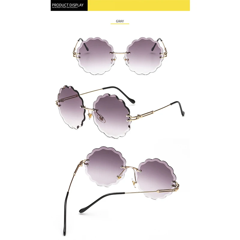 Rimless Round Sunglasses Women Men Gradient Vintage Sunglasses Luxury Retro Mens Sun Glasses Brand Designer Small Eyewear
