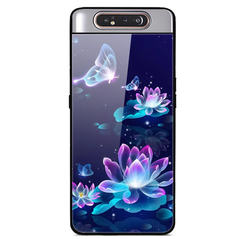 01 Чехол из закаленного стекла для samsung Galaxy A80, мягкий бампер с 3D принтом кота, чехол для телефона samsung Galaxy A80 A 80 - Цвет: 01