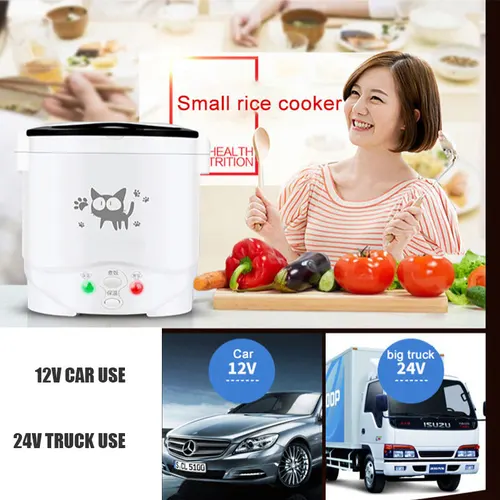 자동차 트럭 미니 밥솥, 수프 죽 요리 기계, 음식 찜기 가열 도시락, 식사 히터 워머, 1L, 2L, 12V, 24V 4