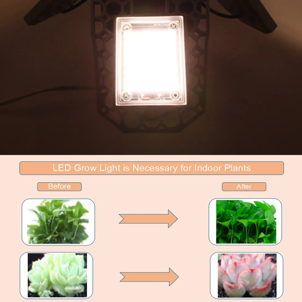 Полный спектр 60 Вт 80 Вт E27 деформируемый складной теплый белый светодиодный светильник для выращивания 216 шт. 3500 К чип для комнатных растений теплицы