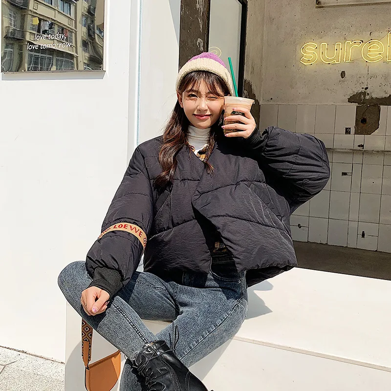 

South Korea Trend WOMEN'S Dress 2019 Korean-style Elegant Versatile Short Bread Cotton-padded Clothes Cotton-padded Jacket Woman