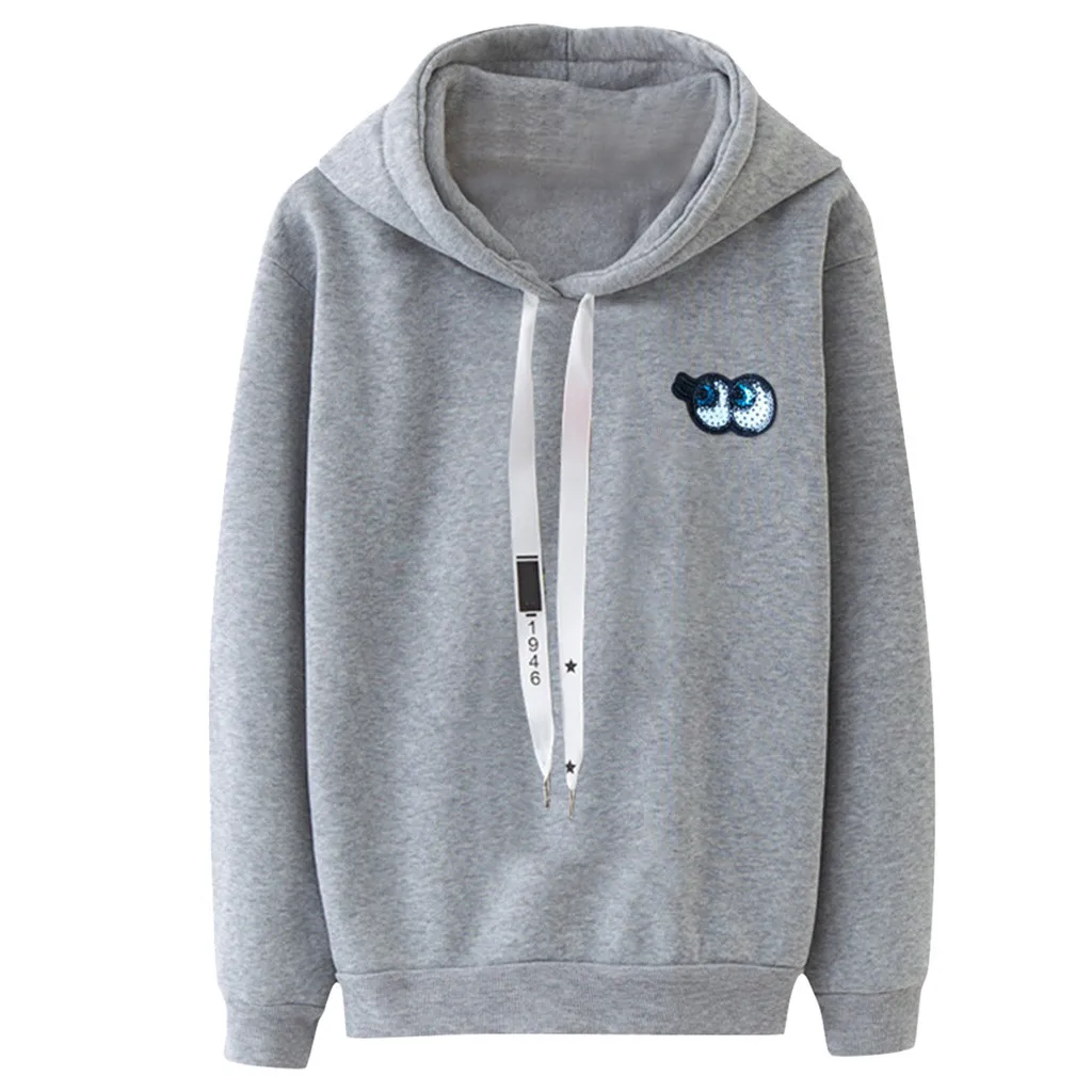 Серый Autumn Winter Hoodies Women Brand Female Long Sleeve Solid Color Hooded Sweatshirt Hoodie Tracksuit Sweat Coat Sportswear - Цвет: Серый