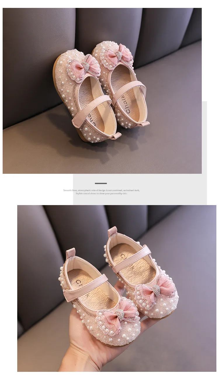 Kids Shoes Girls Princess Glitter Flats Children Fashion Shoes Sequin Bow Toddler Flats Shoes 2022 Spring New E607 extra wide fit children's shoes