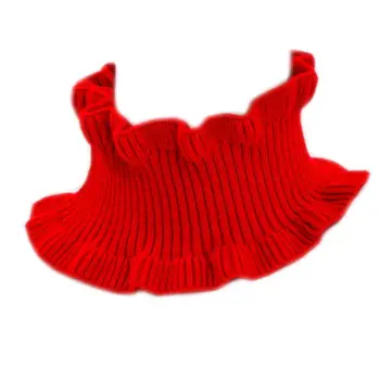 

Women Girls Ribbed Knitted High Neck Fake Collar Ruffles Trim Warmer Solid Color Stretchy Choker Circle Loop Clothing Accessory