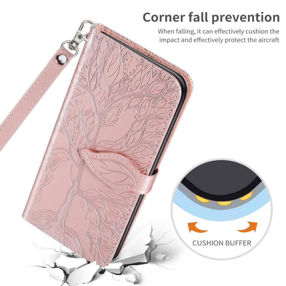 samsung silicone 3D LifeTree Leather Case For Samsung Galaxy S8 S9 S10 Plus S20 FE S10e Flip Wallet Coque For Note 8 9 10 20 Pro Ultra M51 Funda kawaii samsung cases