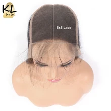 KL Hair 5x5 объемная волна Кружева Закрытие свободная часть человеческих волос натуральный цвет бразильские волосы remy закрытие отбеленные узлы с детскими волосами