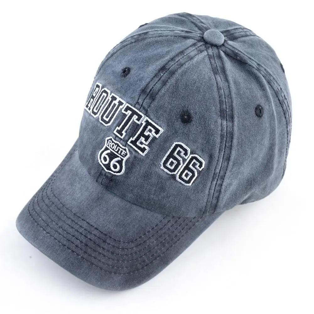 Vintage washed cotton ROUTE 66 Embroidery baseball cap hat for women men outdoor sports caps good quality Hip Hop Fitted Cap 3