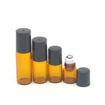 

5pcs 1ml 2ml 3ml 5ml Amber Glass Roller Bottles Fragrance Perfume Essential Oil Empty Vial 10ml Roll On Bottle