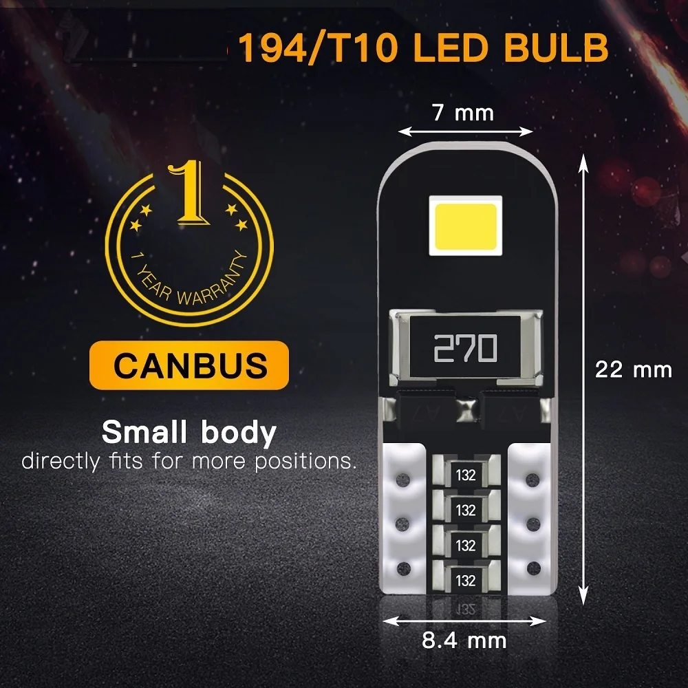 10 шт. W5W T10 Светодиодные лампы Canbus 168 194 Автомобильные интерьерные для Audi A4 B6 B8 A5 A6 C5