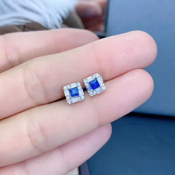 

Natural And Real Sapphire Earring 925 sterling silver Fine jewelry For men women