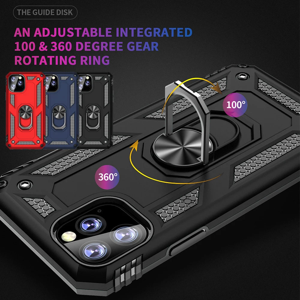 

LLZ.COQUE Heavy Duty Armor Stand Case for IPhone 11 Pro XS Max XR X 6 6S Plus 5 5S SE 7 8 Plus Shockproof Bumper Cover Capas