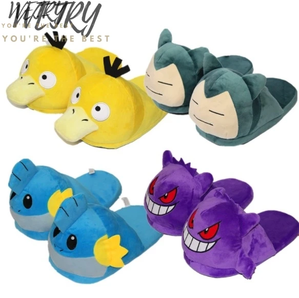 

IN 2020 Pocket Animals Psyduck Snorlax Mudkip Gengar Plush Doll Indoor Slippers For Adults Home Autumn Winter Slippers