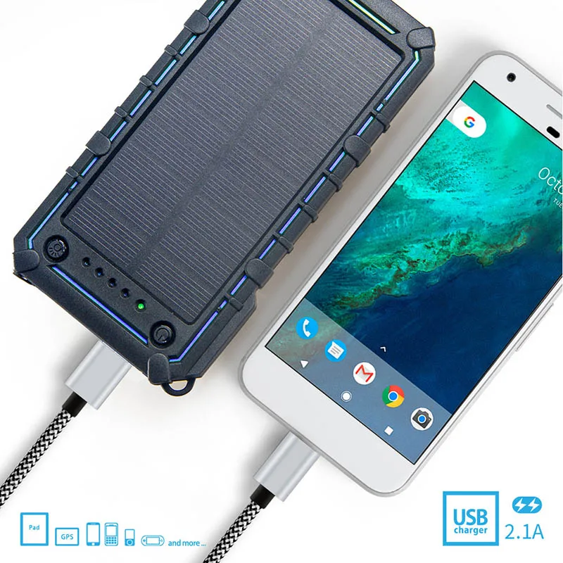 TUOSHIKE солнечной энергии банк 15000 светодиодный фонарь мА · ч аварийная Внешняя батарея зарядное устройство водонепроницаемый банк питания для Xiaomi Iphone samsung