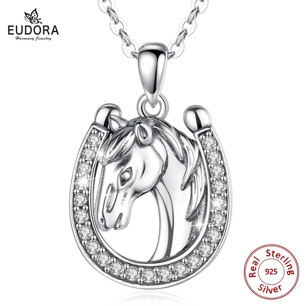 Кулон Eudora из стерлингового серебра 925 пробы в виде единорога и подковы винтажное