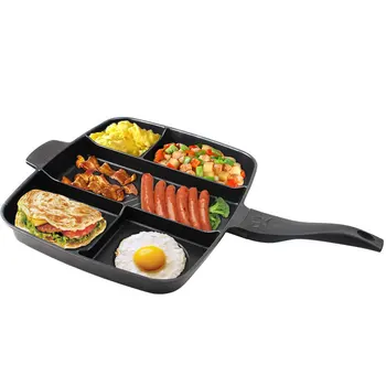

Non-Stick Koekenpan 5 in 1 Koekenpan Verdeeld Grill Pan Voor Alle-In- Een Gekookte Ontbijt Pot Bak Oven Maaltijd Koekenpan