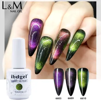 

ibdgel 3pcs 9D Magnetic Cat Eye Nail Gel Polish Hight quality UV LED holographic change color series Gel Nail cat eye soak off