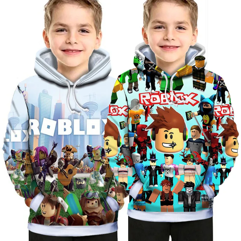 Толстовка Robloxs свитшоты пальто с капюшоном мультяшным рисунком для мальчиков и