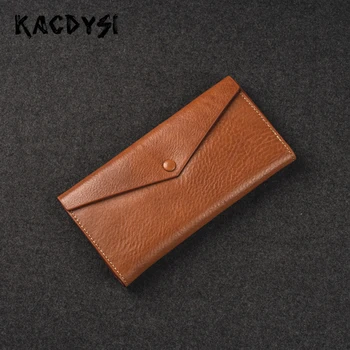 

KACDYSI Nature Cowhide Leather Women Wallet Purse Handmade Retro Trifold Wallet Leather Money Pocket Literary Fashion Money Clip