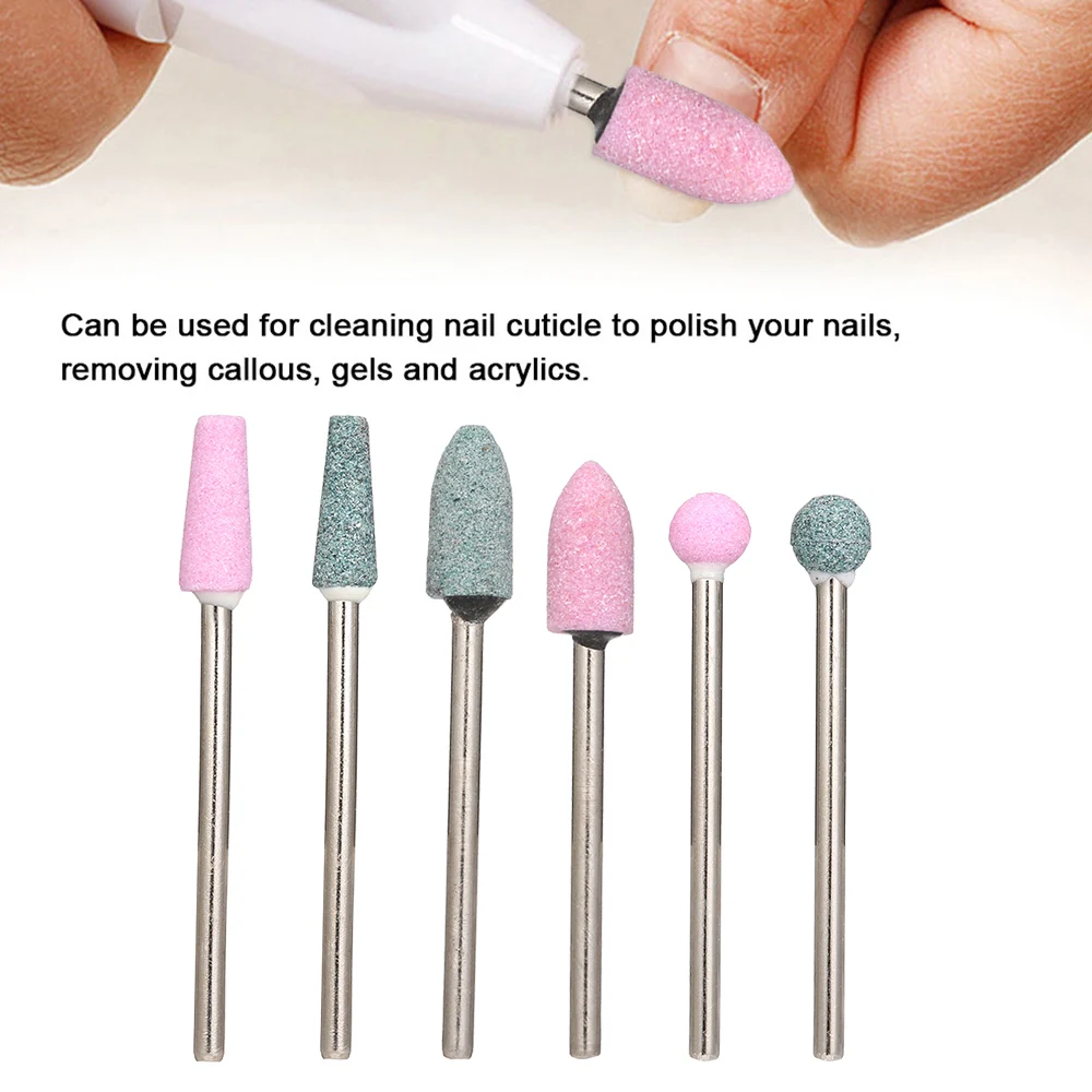 6pcs Nail Drill Bits Cuticle Cleaner Dust Drill Brush Rotary Polishing Nail Grinding Heads Nail Salon Tools Nail Grinding Tool