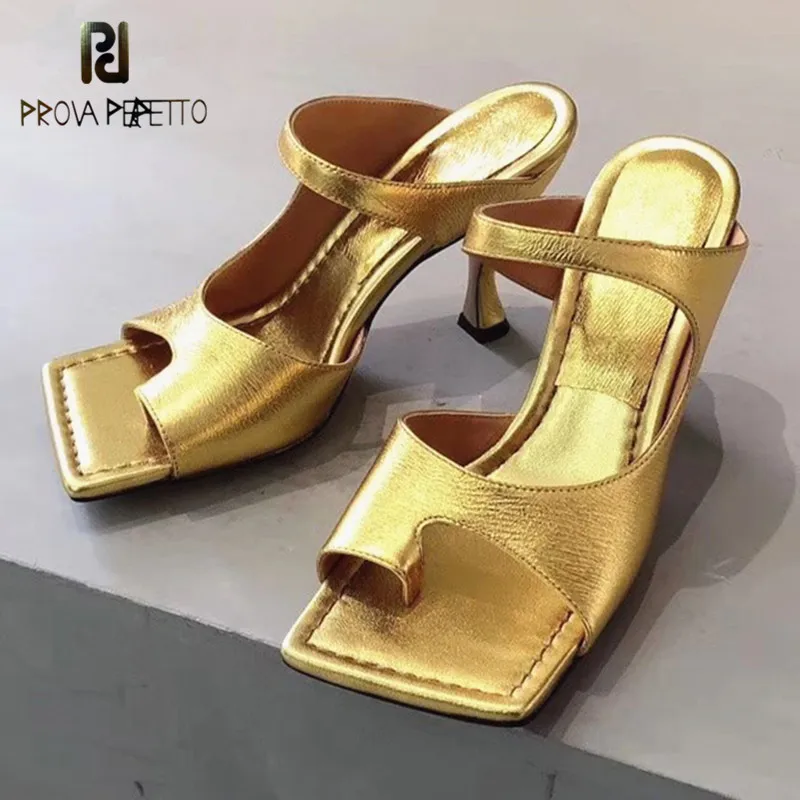 Prova Perfetto/женские шлепанцы Популярные босоножки на высоком каблуке с квадратным